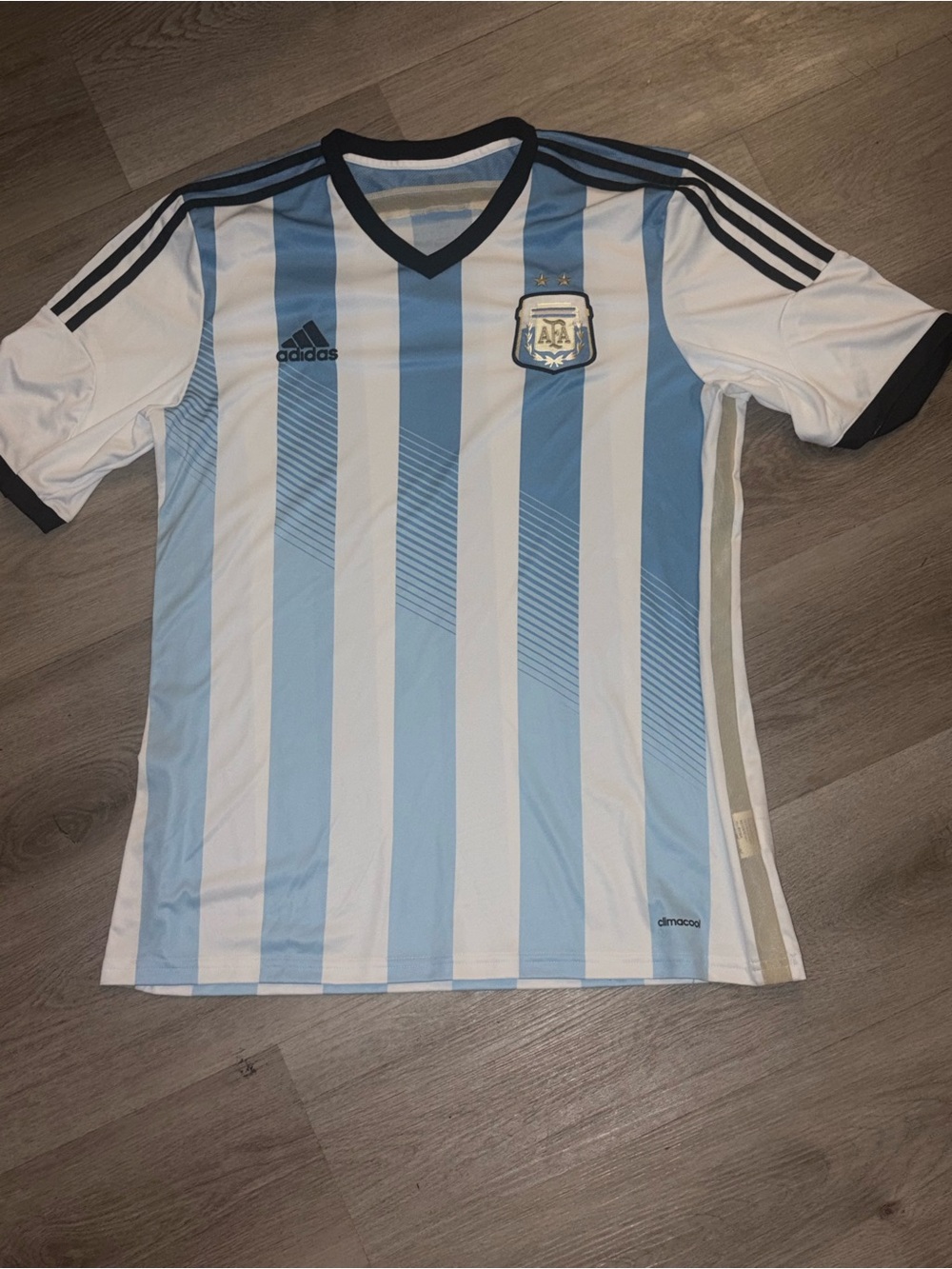 adidas Argentina Light Blue White Striped Soccer Jersey Size Large